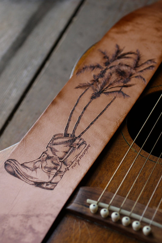 Cowgirl Boot and Palm Trees Custom Guitar Strap