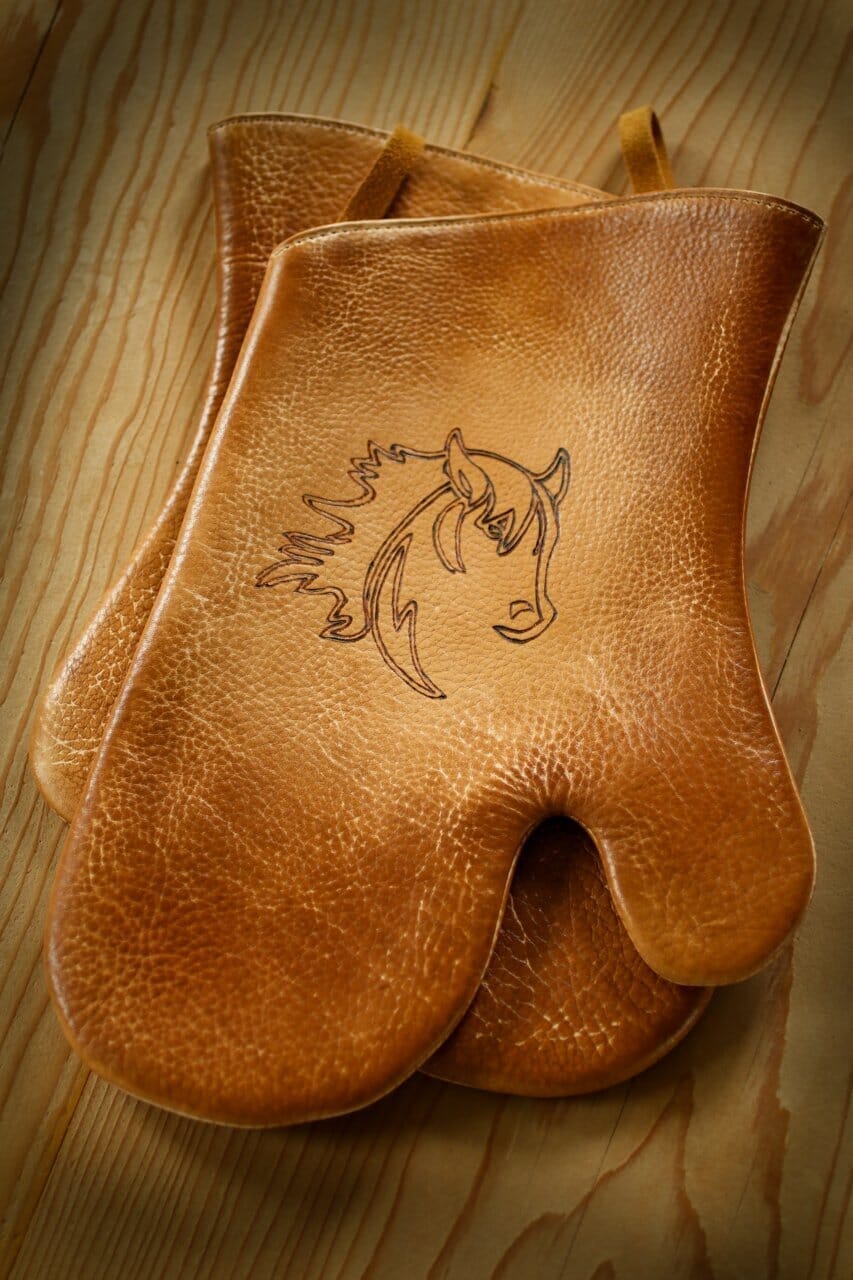Custom Leather Oven Mitts
