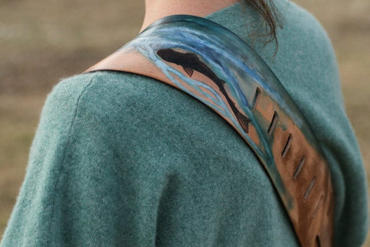 From the mountains to the river custom leather guitar strap