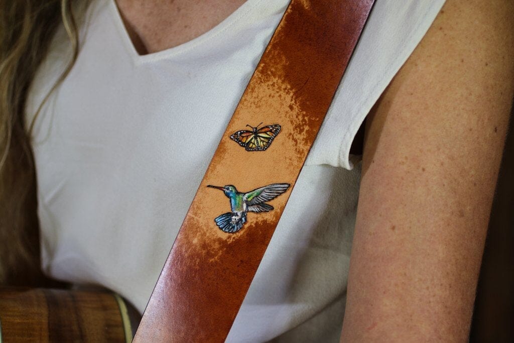 Hummingbird and Butterfly Guitar Strap