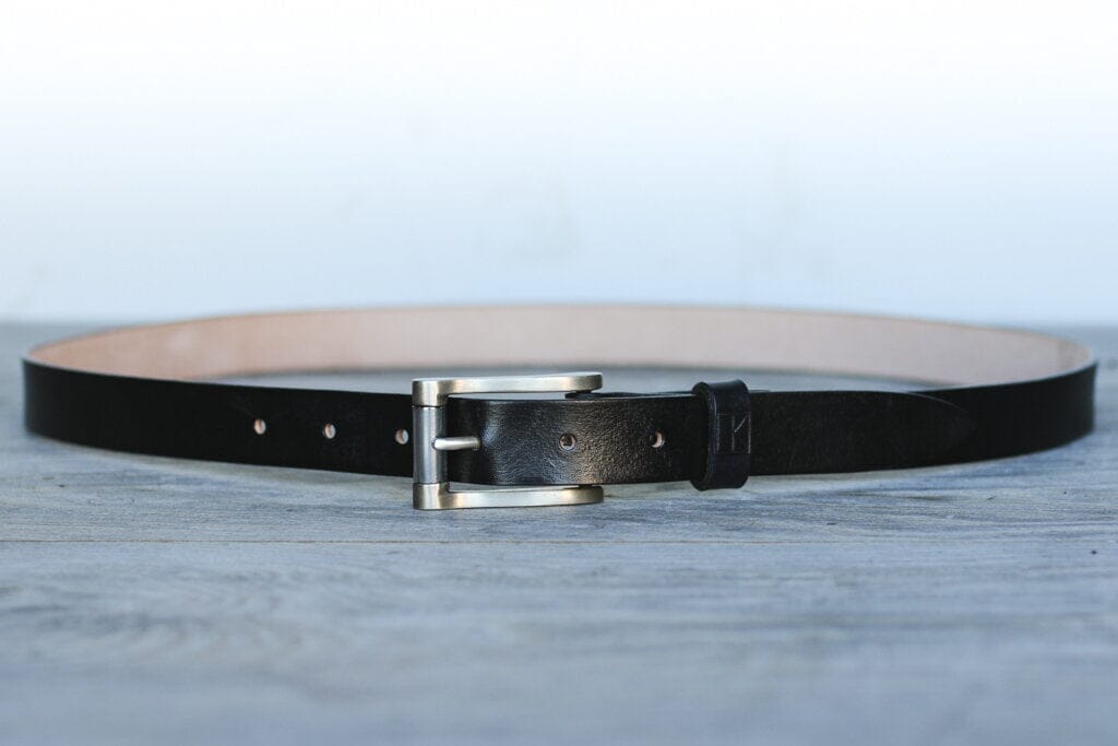 Italian leather belt with solid silver Vogt buckle