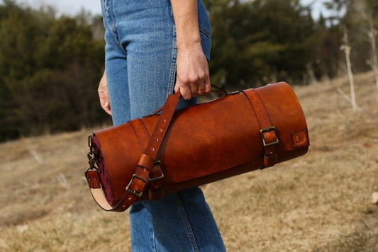 Italian Leather Picnic Blanket Roll
