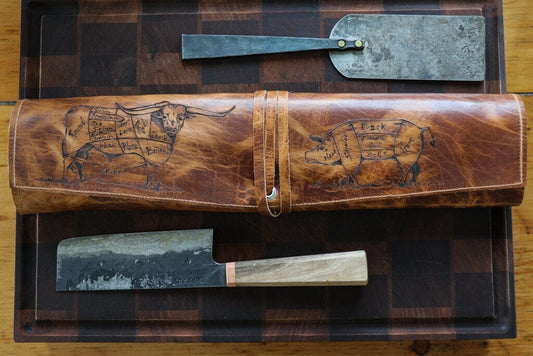 The Butcher's Knife Wrap in American Bison Leather