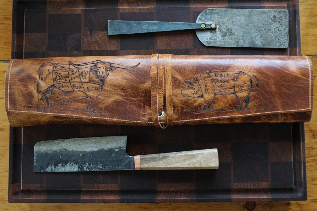 The Butcher's Knife Wrap in American Bison Leather