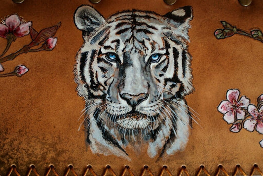 Tiger and Cherry Blossoms Custom Knife Roll