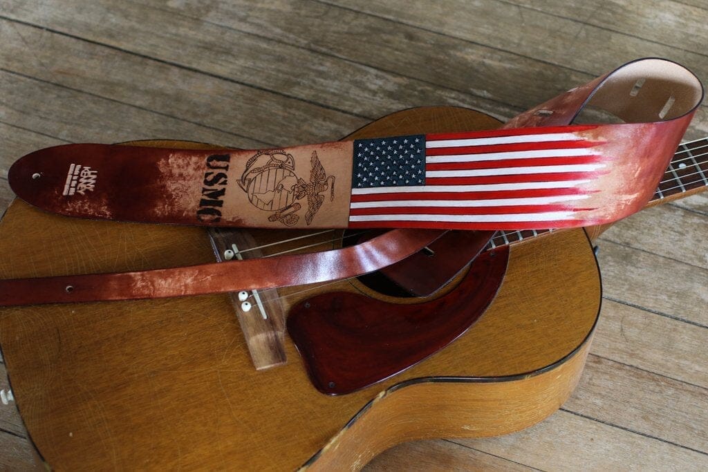 USMC Custom Leather Guitar Strap