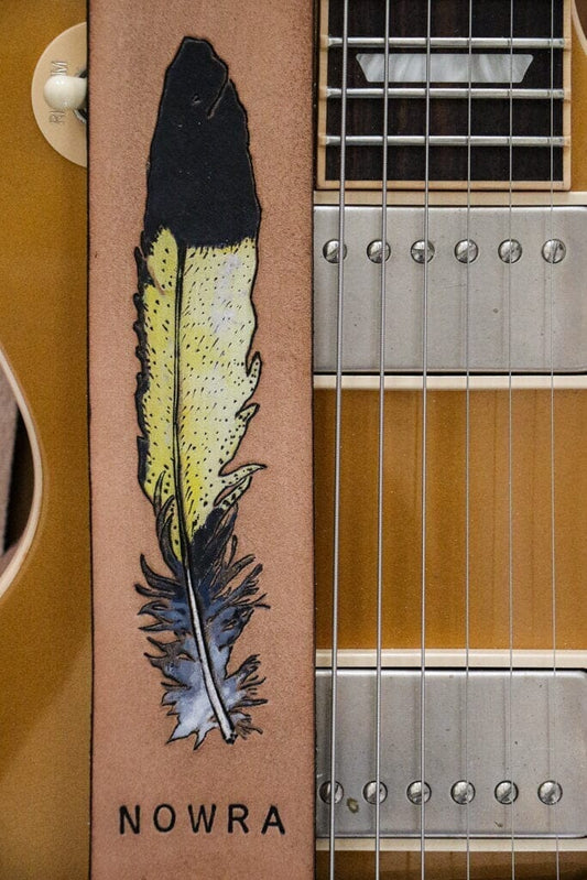 Yellow tailed black cockatoo custom guitar strap